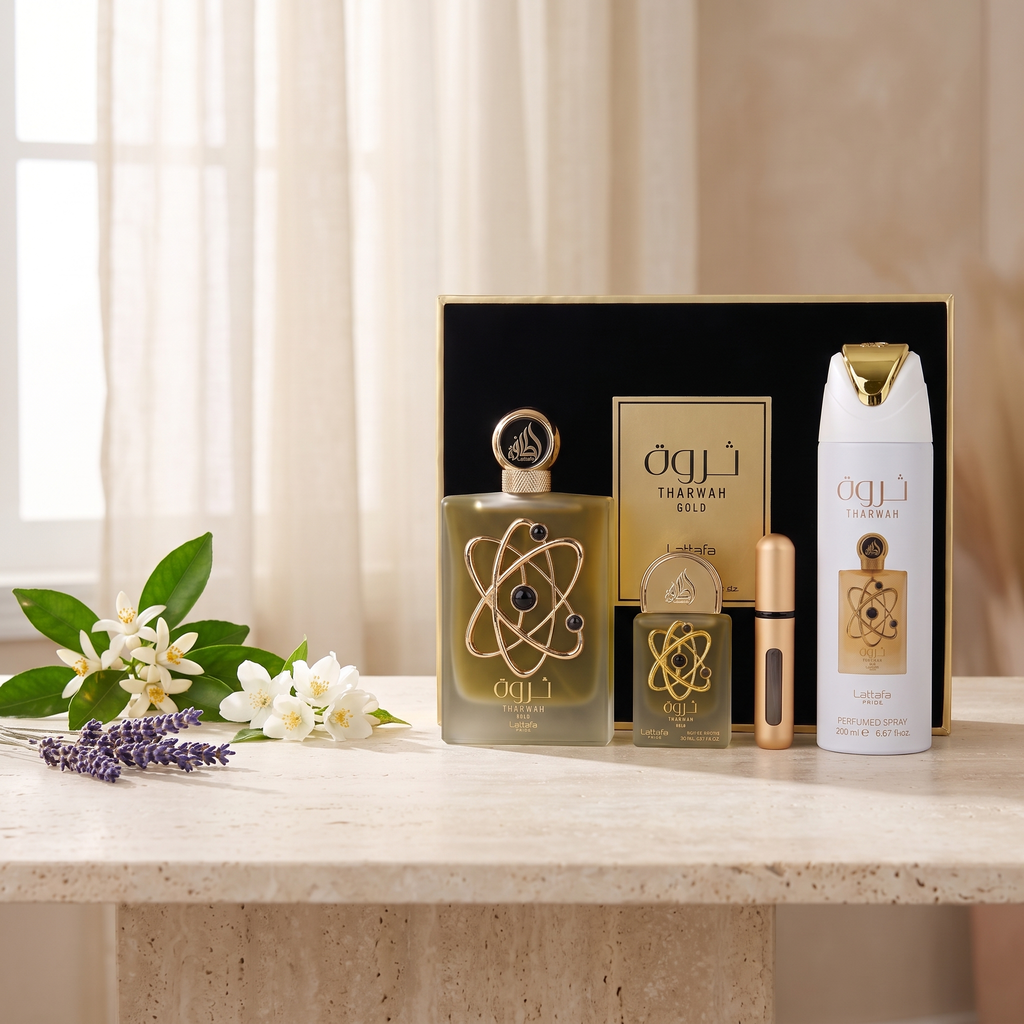 Lattafa Tharwah Gold Gift Set 4pcs