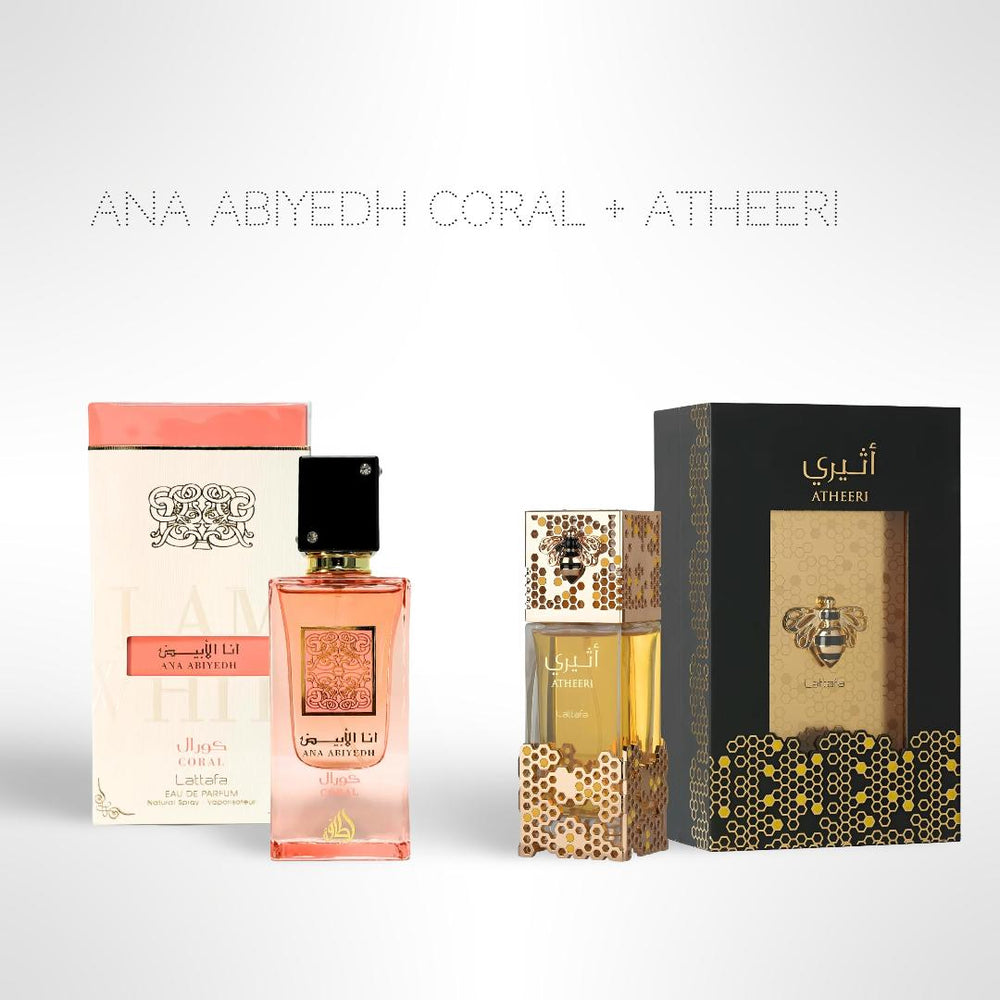 The Alicia Bundle: Lattafa Ana Abiyedh Coral + Lattafa Atheeri Eau De Parfum – 100ml (3.4 Fl Oz)