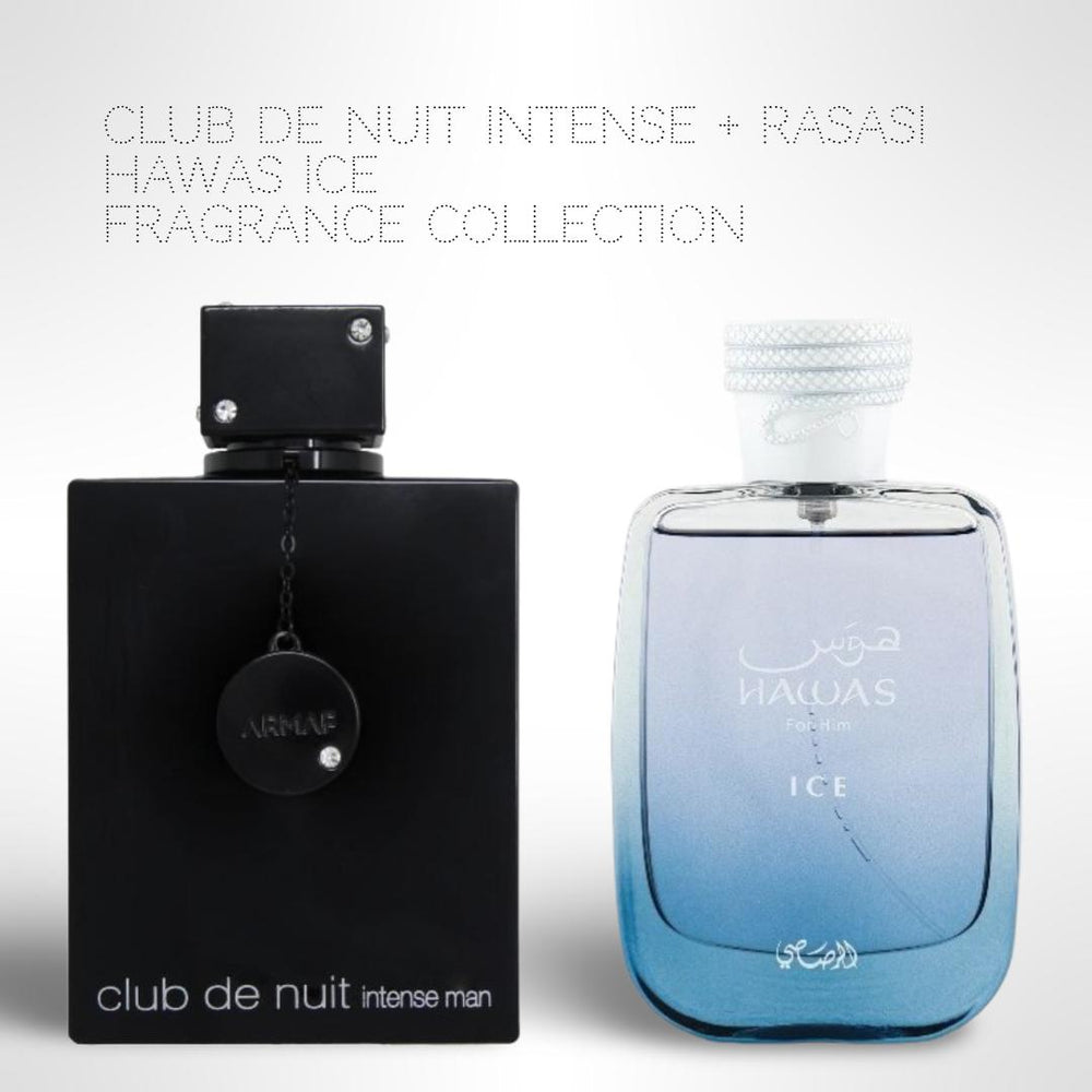 Armaf Club De Nuit Intense + Rasasi Hawas Ice 100ML (3.4 Oz) - Fragrance Collection Starter Pack Men's Hawas niche  fragrances