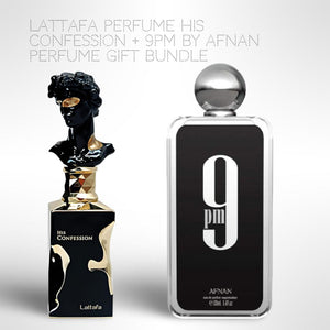 Lattafa Perfume His Confession + 9PM by Afnan 100ml (3.4 Fl oz) Long Lasting Perfume - Value Bundle - Fragrance Gift Bundle