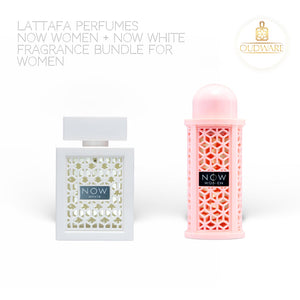 lattafa perfumes now women + now white 100ml (3.4oz) - long Lasting Perfume  - Value Bundle For Women - Perfume Gift Bundle