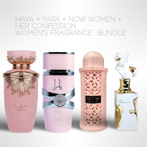 Haya + Yara + Now Women + Her Confession 100ml (3.4oz) - Fragrance Collection Starter Pack - Women's Fragrance Bundle