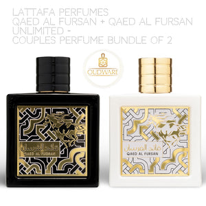Lattafa Perfumes Qaed al Fursan For Men 90ml + Qaed Al Fursan Unlimited (Unisex) 90ml  - Couples Set of 2 - Perfume Bundle Gift Set - Luxury Fragrance Gift perfume loud  perfume