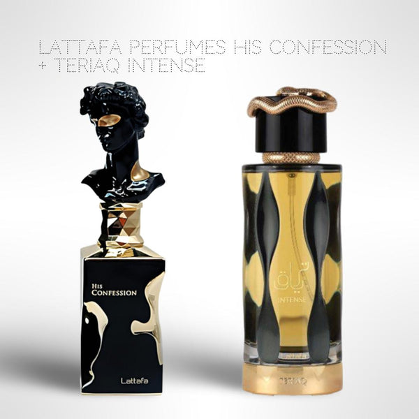"The Seductive" Bundle Lattafa Perfumes His confession + Teriaq Intense 100ml (3.4 Fl oz) Long Lasting Perfume