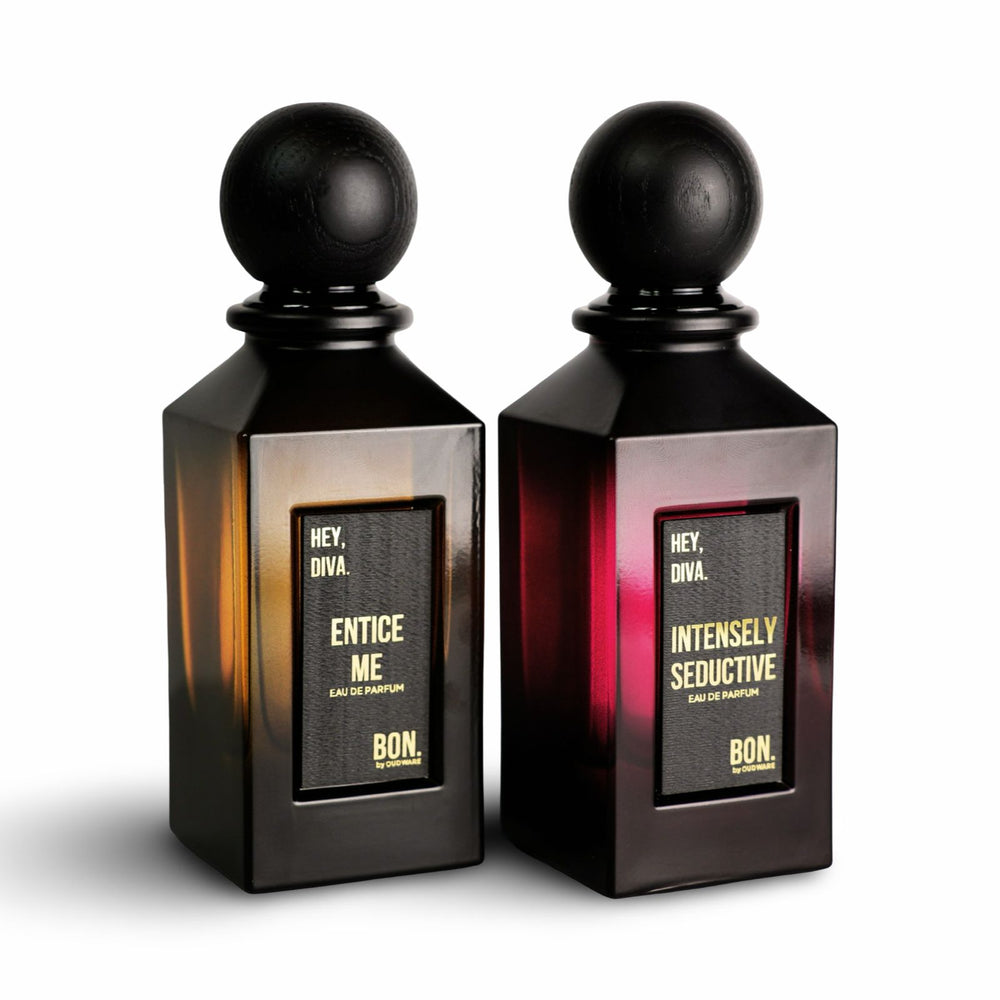 The Diva Bundle - Bon Perfumes Entice Me + Intensely Seductive by Oudware – Eau De Parfum Gift Bundle (100ml / 3.4 oz Each)