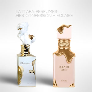 Lattafa Her Confession + Eclaire Eau de Parfum Bundle – 100ml (3.4 fl oz) Each – Elegant & Feminine Perfume Duo