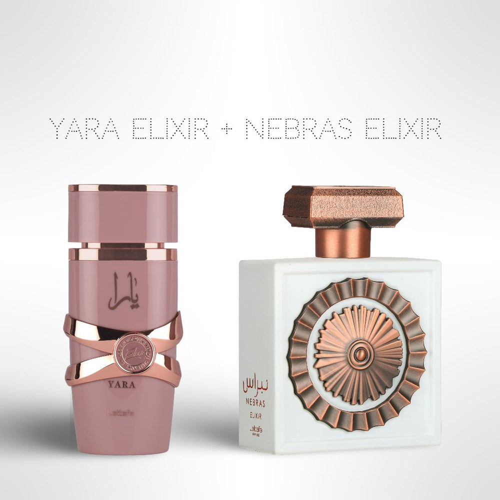 Yara Elixir + Nebras Elixir by Lattafa – Fragrance Gift Bundle (100ml / 3.4 oz Each)