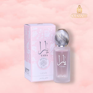 Lattafa Yara Hand & Body Lotion 45ML (1.53 OZ)+ Yara Roll-On1 0ml (0.34 OZ) + Yara Hair Mist 50ML (1.7 OZ) - The Ultimate Pink Elegance Gift Bundle