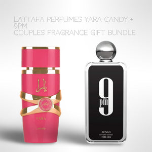 Lattafa Perfumes Yara Candy + 9pm 100ml (3.4 Fl oz) Long Lasting Perfume - Value Bundle - Couples Fragrance Gift Bundle