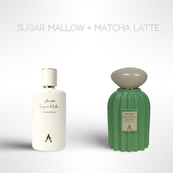 The Sugar and Sip Duo-Sugar Mallow + Matcha Latte (100ml / 3.4 oz Each) – Eau de Parfum Duo for Women