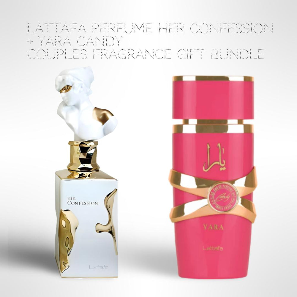 Lattafa Perfume Her confession + Yara Candy 100ml (3.4 Fl oz) Long Lasting Perfume - Value Bundle - Couples Fragrance Gift Bundle