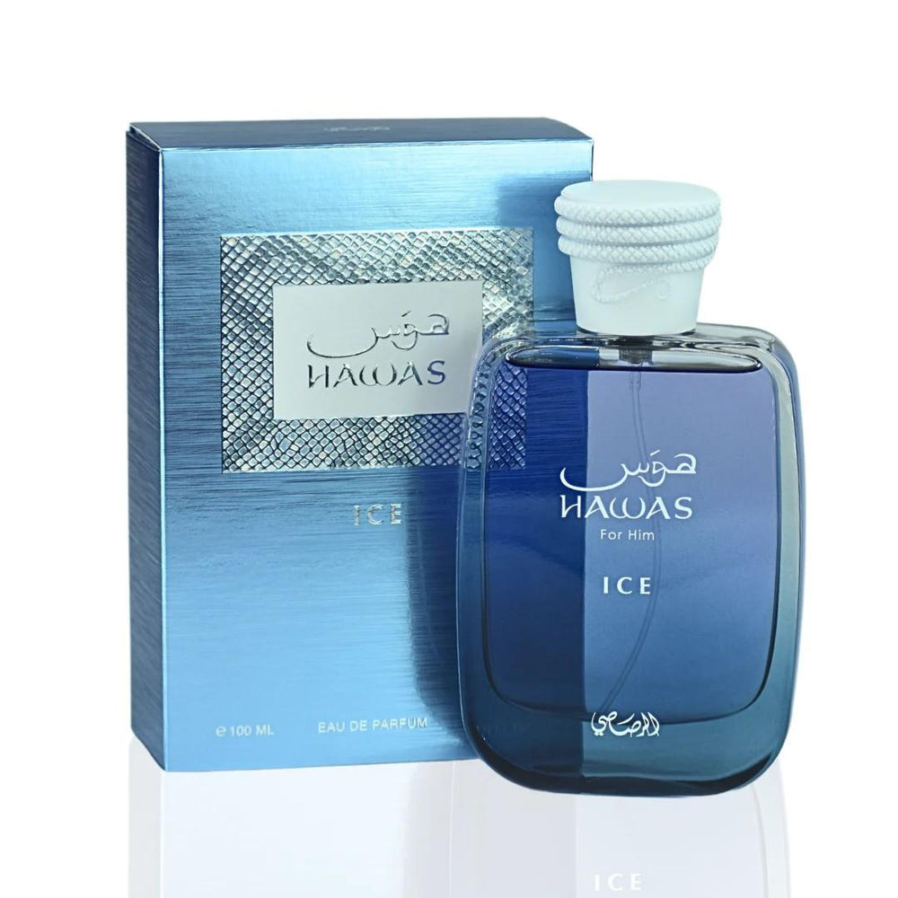 Rasasi Hawas Ice For Men EDP - 100 ML (3.4 Oz) - Men's Long Lasting Fresh Fragrance - Eau De Parfum - With Notes of Fresh Citrus, Frozen Apple and Moss