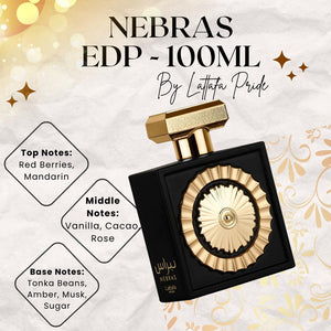 Lattafa Pride Nebras EDP - 100mL (3.4 Oz) - Best Scent For Every Occasion With Notes of Vanilla Fragrance Perfume Sugar Scented Aroma Cologne i got you  vanilla