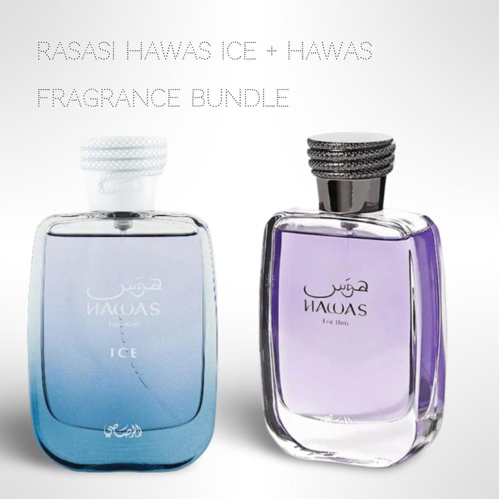 Rasasi Hawas Ice + Hawas 100ml (3.4 Fl oz) Long Lasting Perfume - Value Bundle - Fragrance Gift Bundle Men's Hawas niche  fragrances