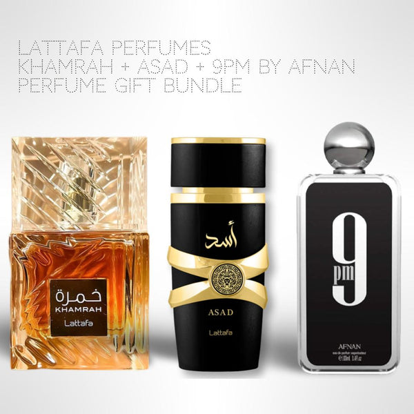 Lattafa Perfumes Khamrah + Asad + 9PM by Afnan 100ml (3.4 Fl oz) Long